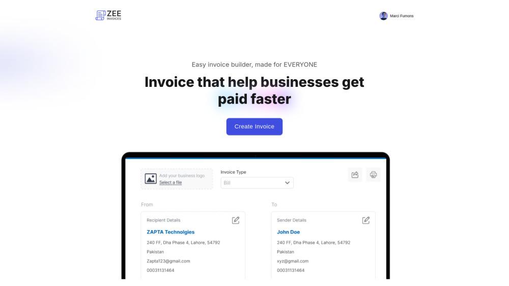 ZeeInvoices - Easy-to-Use Invoice Builder Software