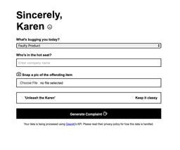 Sincerely Karen: Complaint Generator