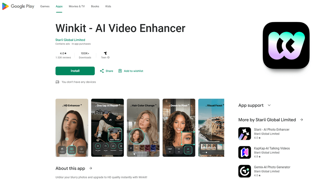 Winkit - AI-Powered Video & Photo Enhancer App