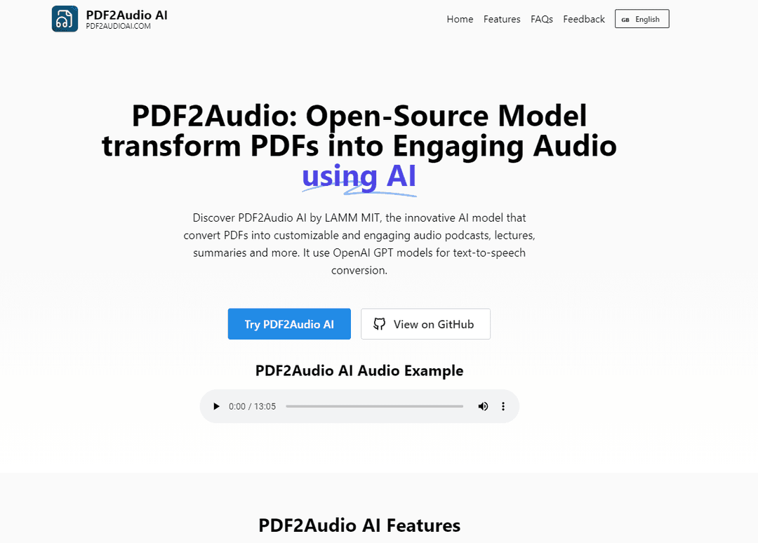 PDF2Audio AI