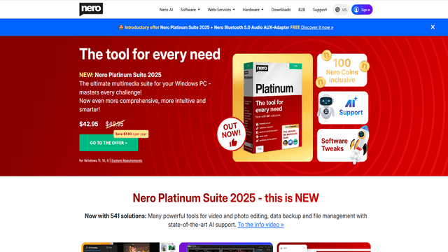 Recensione di Nero Software: Suite Multimediale Potenziata dall'IA per Windows