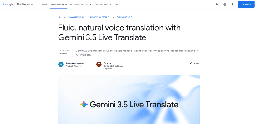 Gemini 3.5 Live Translate