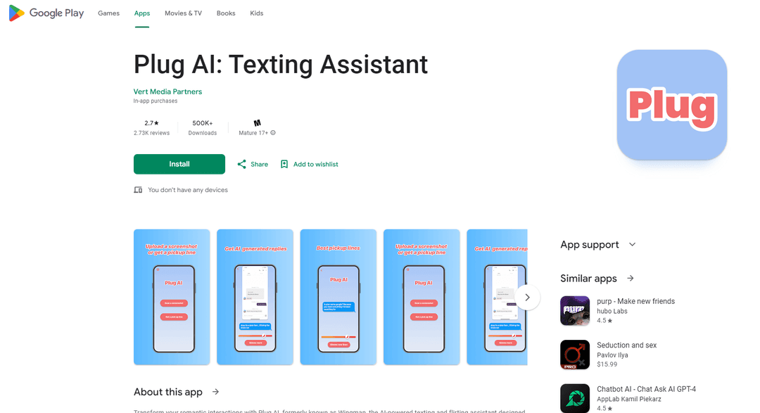 Plug AI - AI-Powered Texting and Flirting Assistant