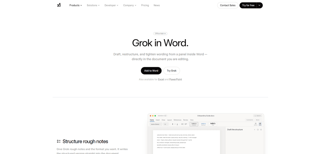 Grok by SpaceXAI for Word