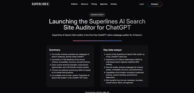 Superlines AI Search Auditor for ChatGPT