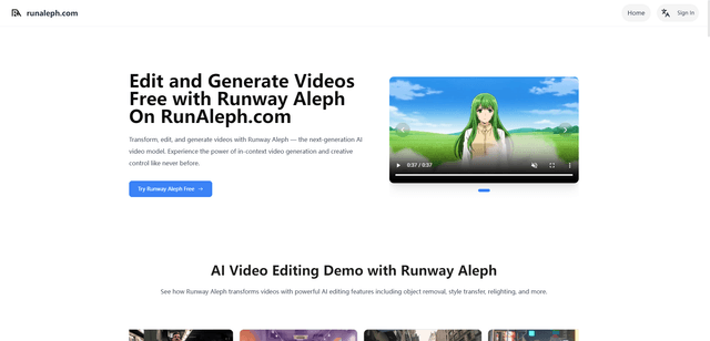 RunAleph.com: Free AI Video Editing with Runway Aleph