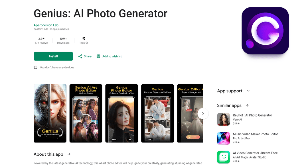 Genius: AI Photo Generator