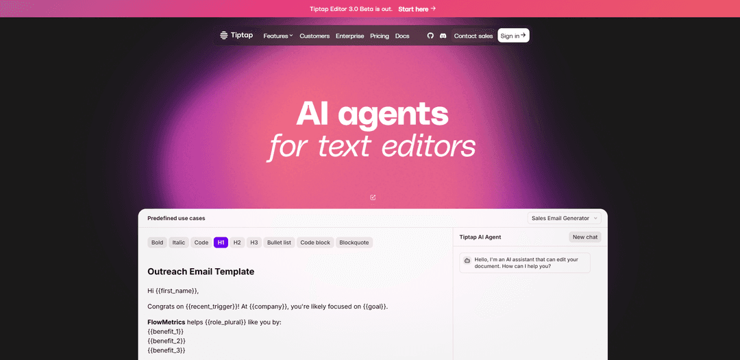 Tiptap AI Agent
