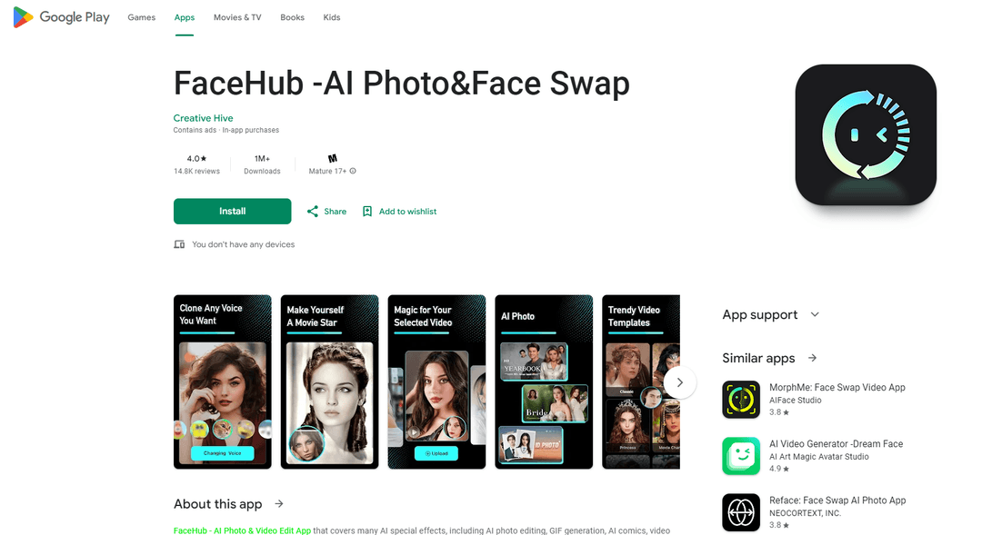 FaceHub - AI Face Swap & Video Editing App