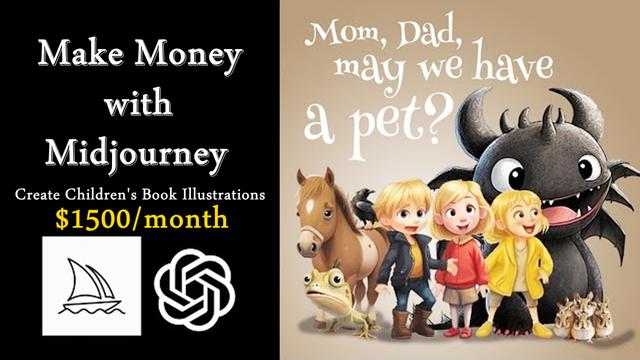 Gana dinero con Midjourney: Crea impresionantes ilustraciones de libros infantiles generadas por IA ($1500/mes)