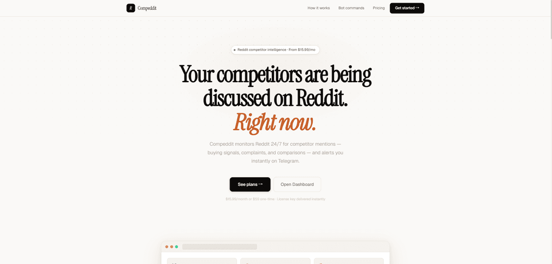 Compeddit — Reddit Competitor Monitor