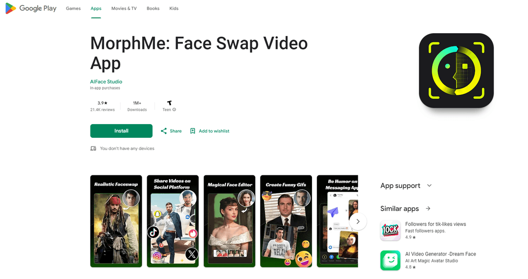MorphMe - AI Face Swapping App for Funny Videos