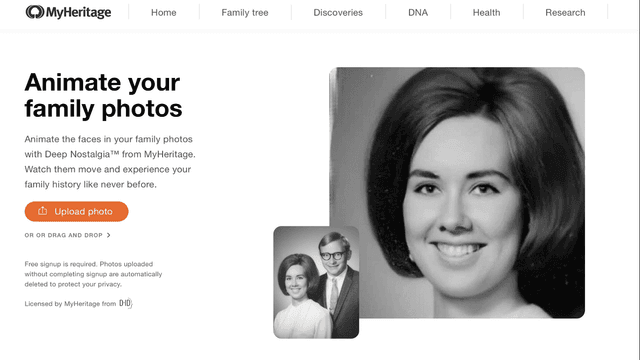 Cómo usar Deep Nostalgia: Guía para animar fotos familiares