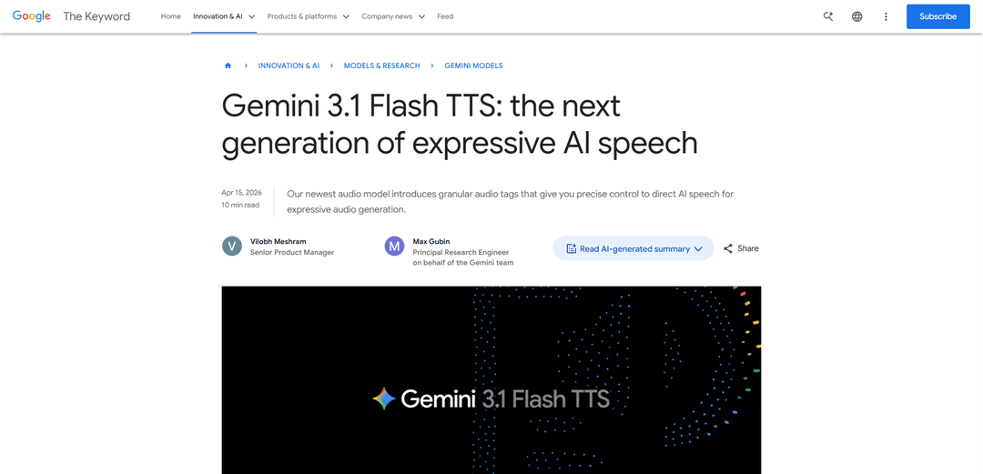 Google Gemini 3.1 Flash TTS