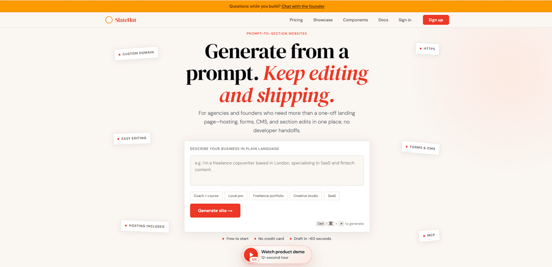 SlateHut.com - AI website builder