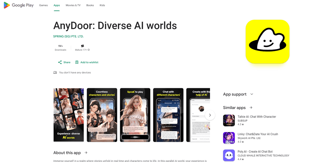 AnyDoor - AI Chat & Storytelling App