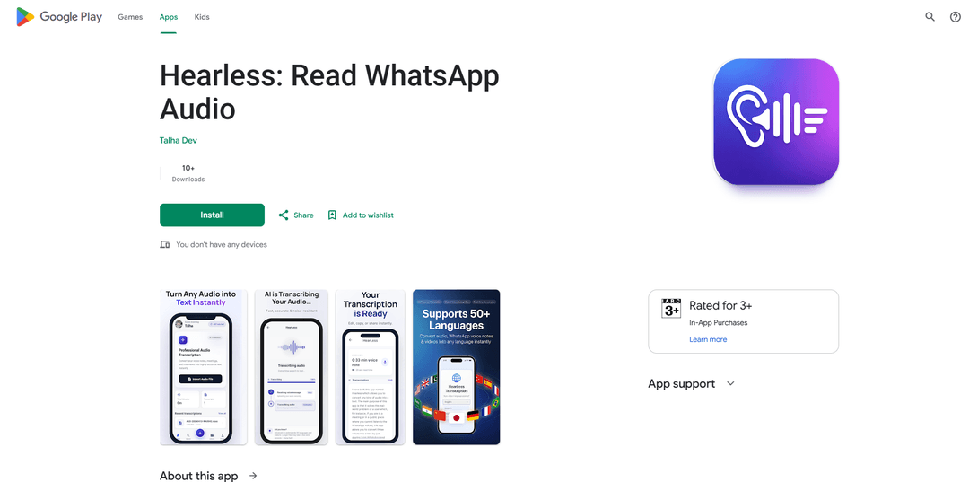 Hearless: Convert Whatsapp Voice to Text