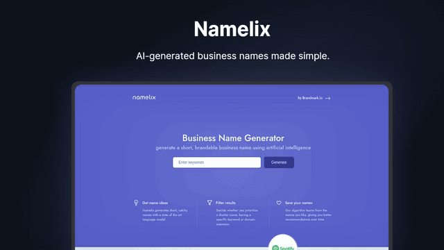 Namelix评测：AI驱动的企业名称生成器