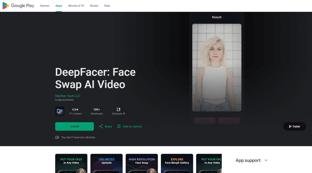 DeepFacer - AI Face Swap App for Videos