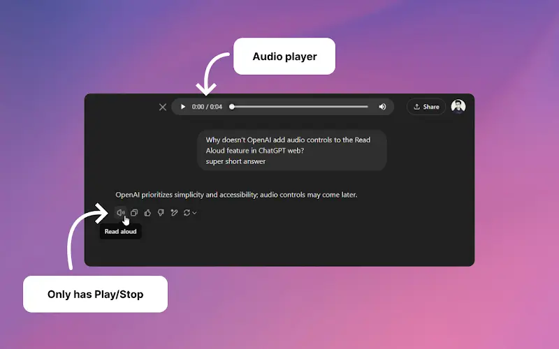 Audio player for ChatGPT