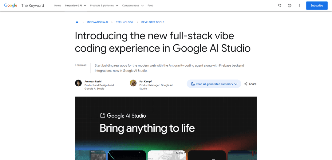Google AI Studio 2.0