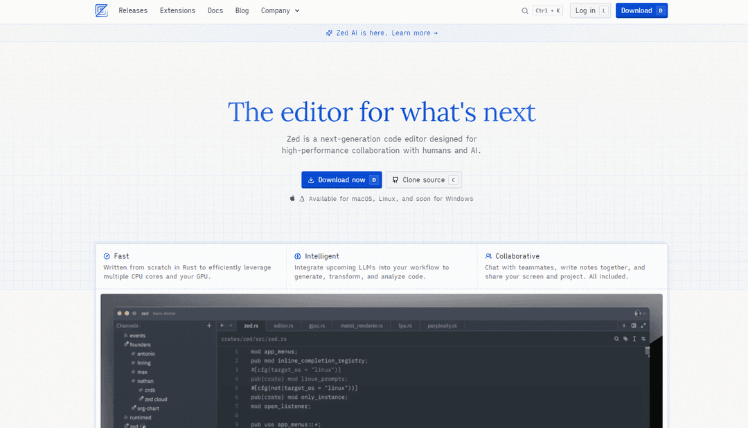 Zed - AI-Powered Code Editor for Collaboration