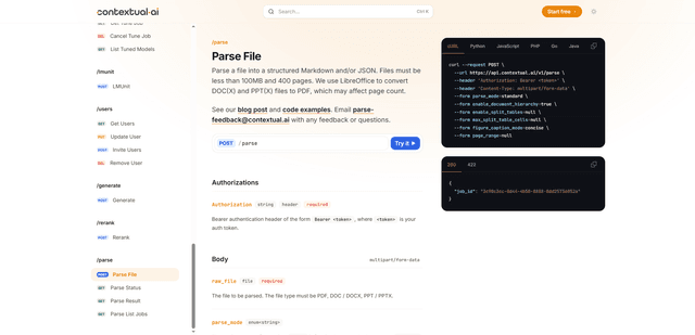 Document Parser by Contextual AI