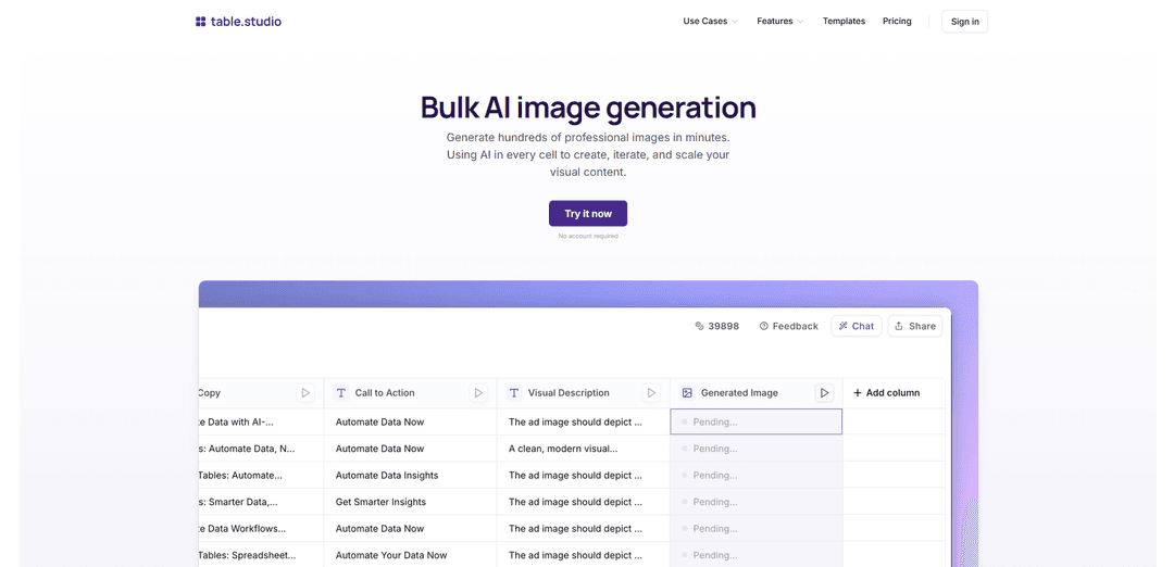 table.studio - bulk image generation