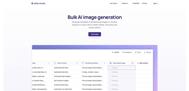 table.studio - bulk image generation