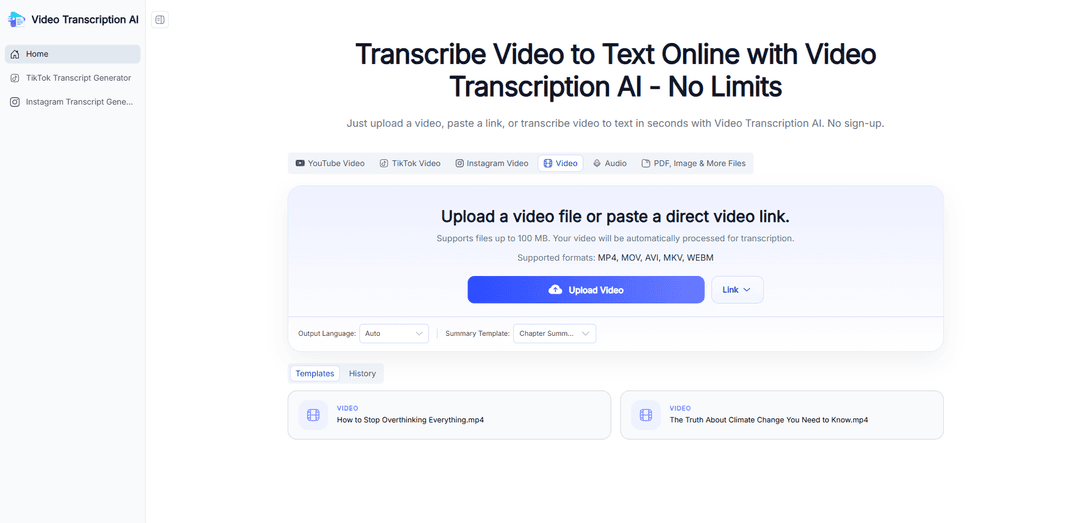 Video Transcription AI