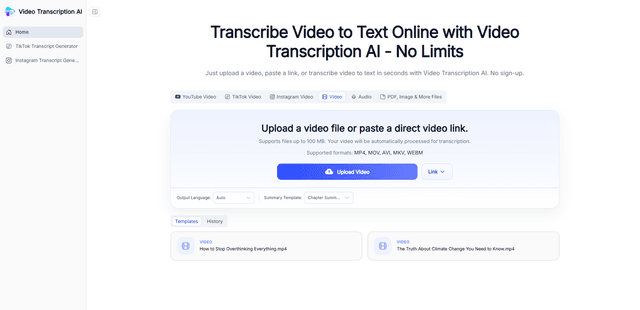 Video Transcription AI