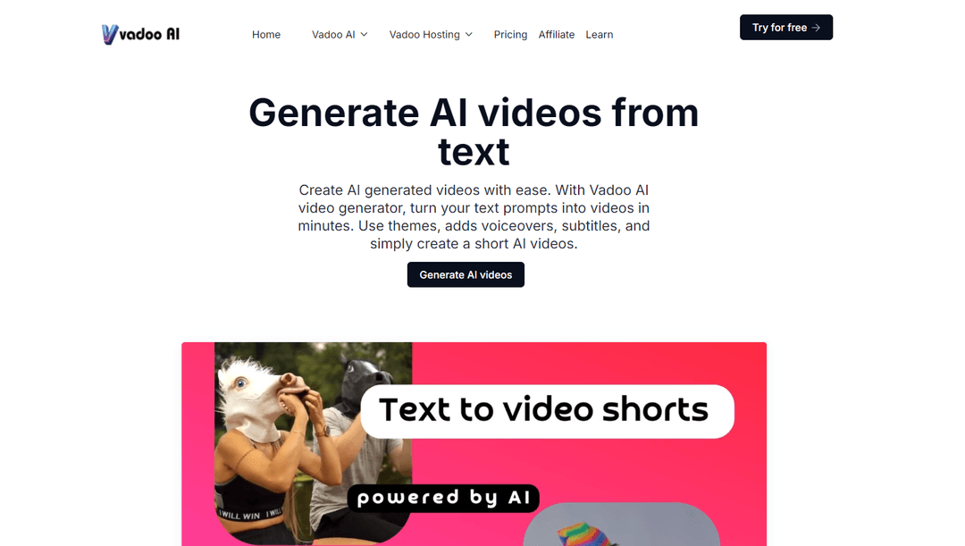 Vadoo AI - AI Video Generator for Text Prompts