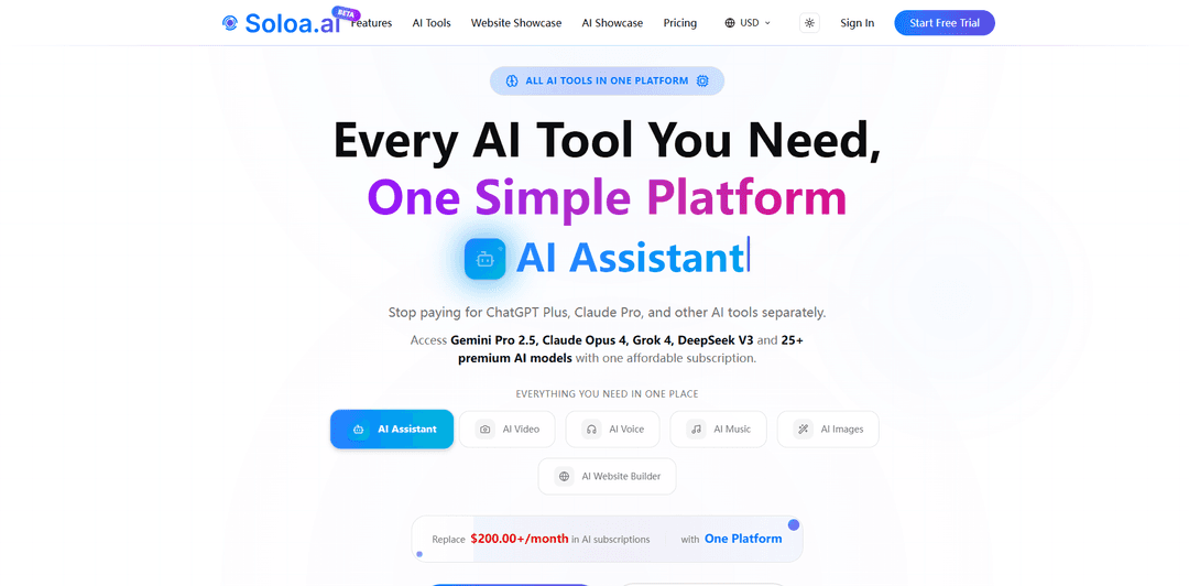 Soloa: All-in-One AI Studio (25+ Tools)