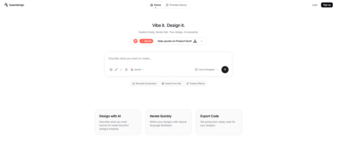 Superdesign Prompt Library