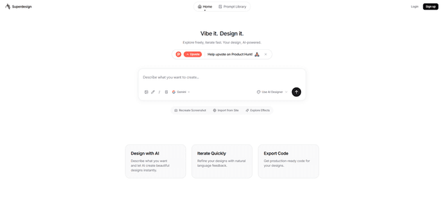 Superdesign Prompt Library