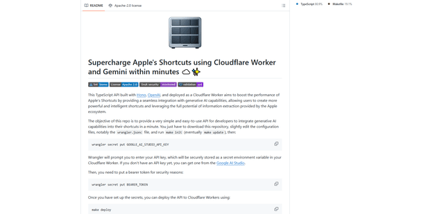 GenAI API for Apple Shortcuts