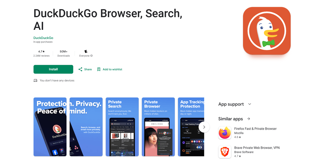 DuckDuckGo Browser, Search, AI