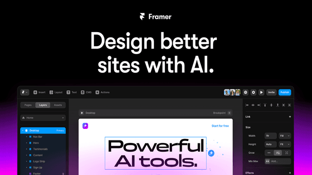 Framer 评测：AI 驱动的网页设计简易性