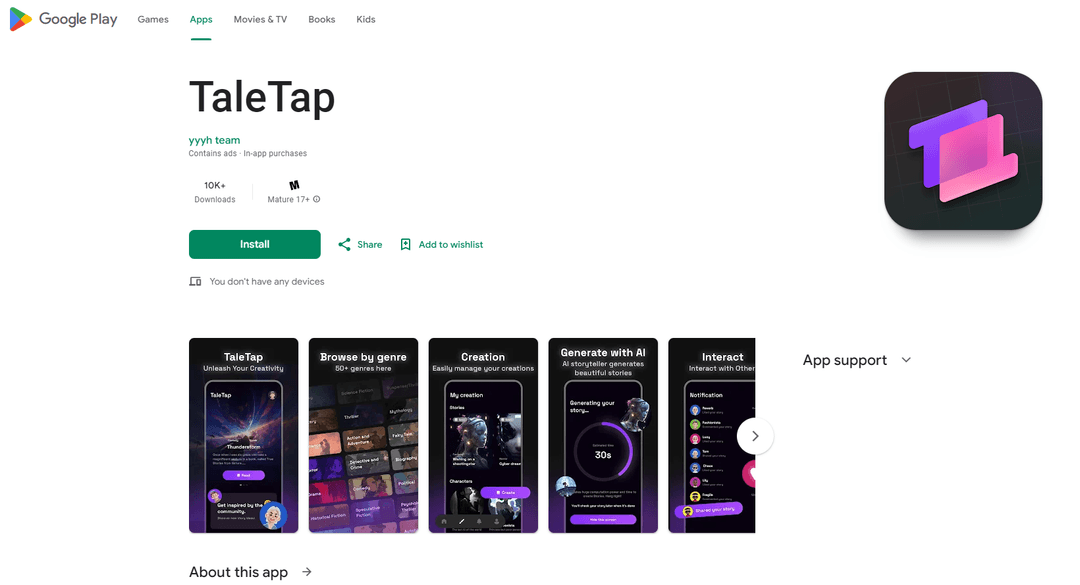 TaleTap - AI Storytelling App for Writers