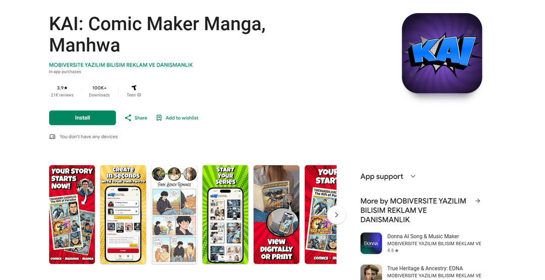 KAI: Comic Maker Manga, Manhwa