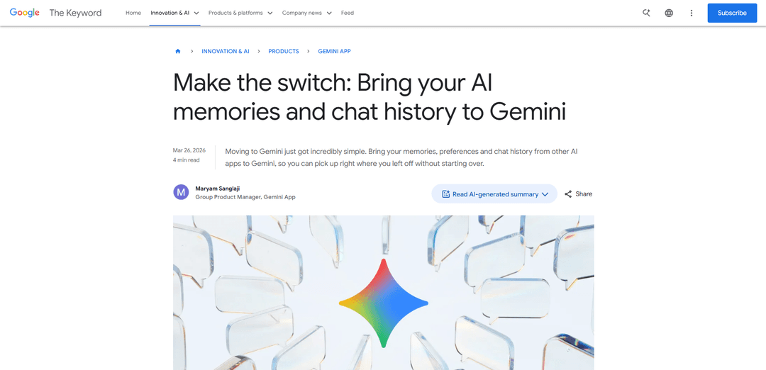 Google Gemini Memory Import
