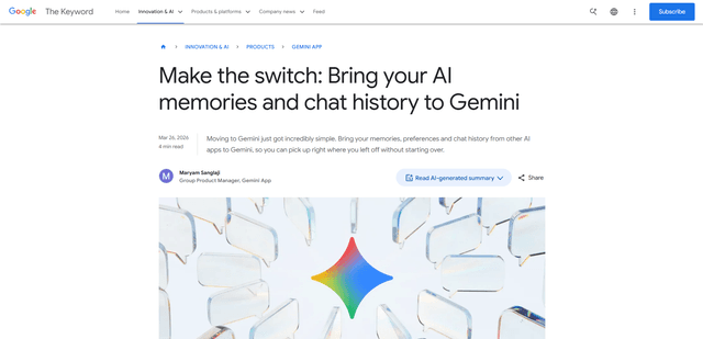 Google Gemini Memory Import