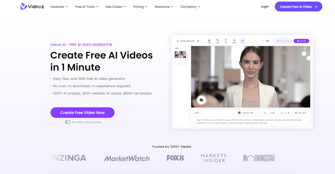 Vidnoz - AI Video Creation Platform with Avatars