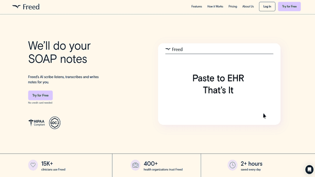 Freed | Análise do Escriba Médico com IA para Clínicos