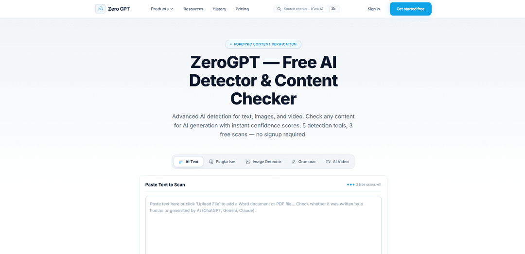 ZeroGPT - AI Detector & Content Checker