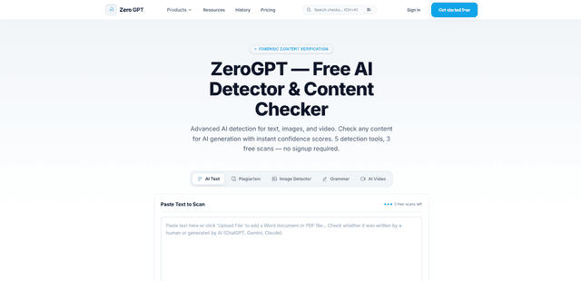 ZeroGPT - AI Detector & Content Checker