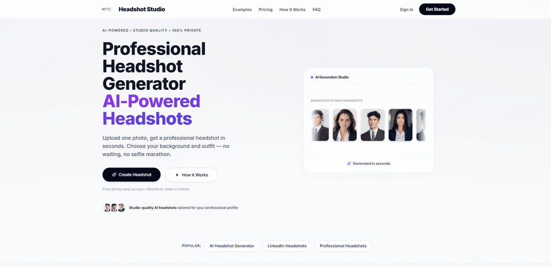 Headshot Studio - Generate Professional Headshots