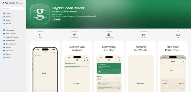 Glyphi: Speed Reader