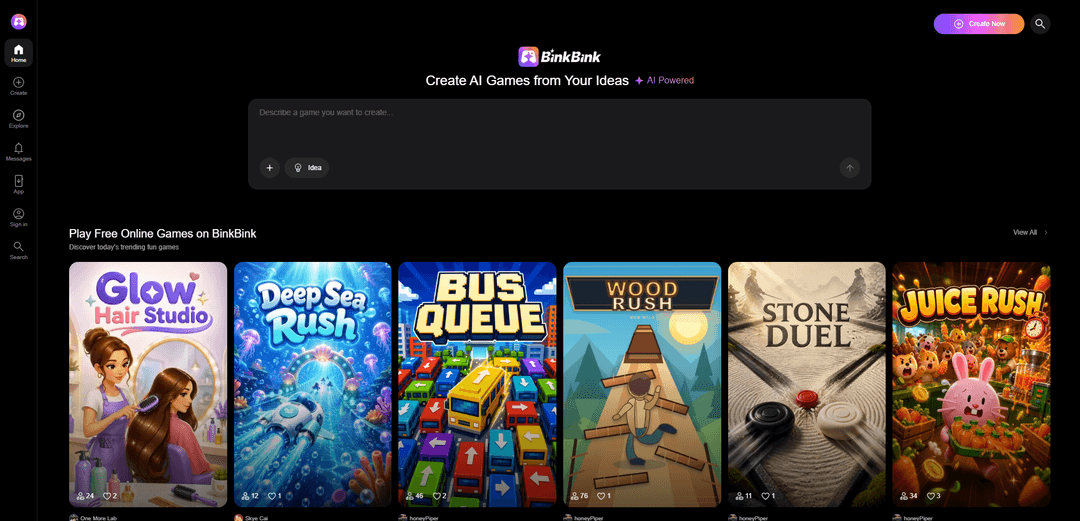 BinkBink AI Game Maker