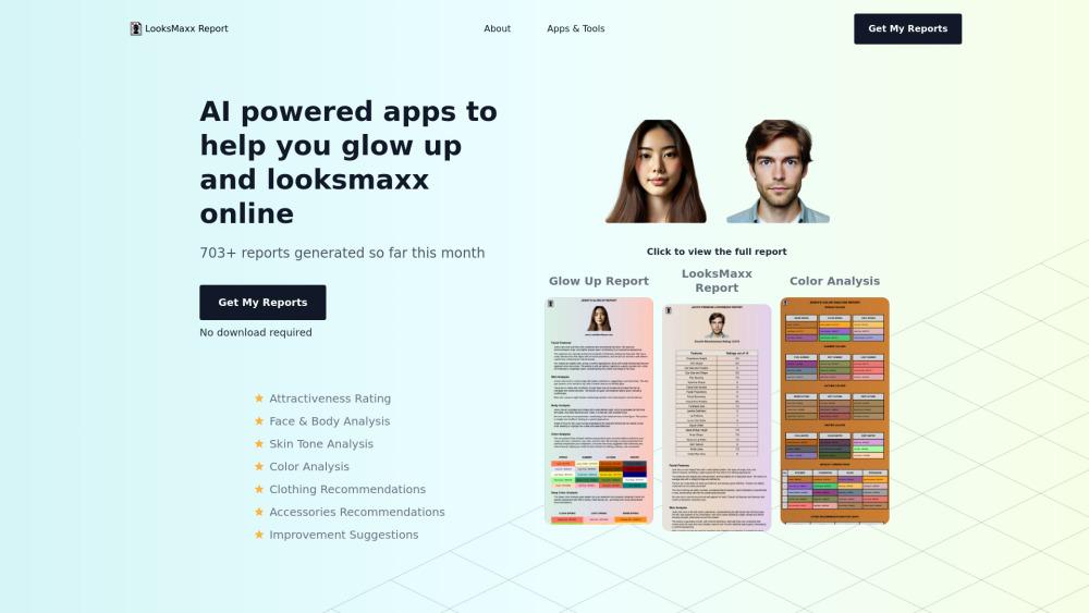 LooksMaxx AI - AI-Powered Apps for Attractiveness and Style Enhancement